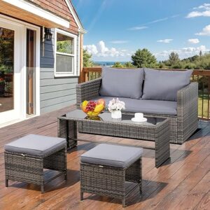 Shintenchi Wicker Patio Furniture Set With Cushions