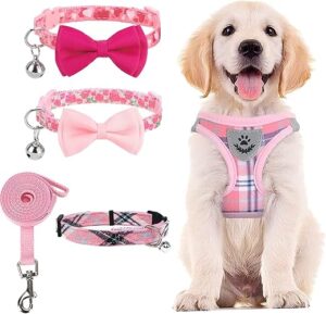 PUPTECK Adjustable Pet Harness Collar Set