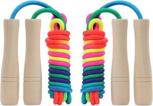 AUMCDIK Adjustable Toddler Jump Rope, Wooden Handle