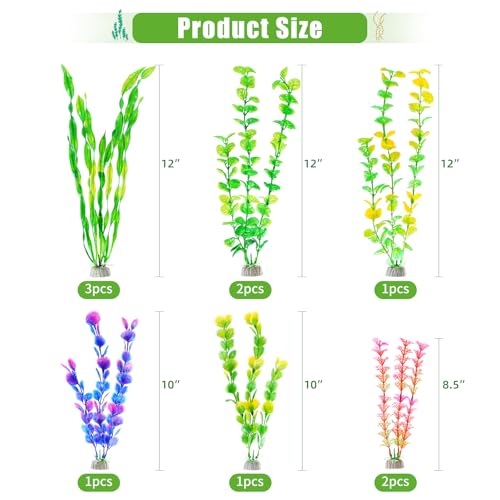 AQUANEAT Artificial Aquarium Plants, 12 Inch Decorations, 10pcs - Image 3