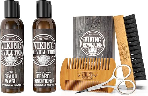 Viking Revolution Beard Brush & Comb Set With Shampoo