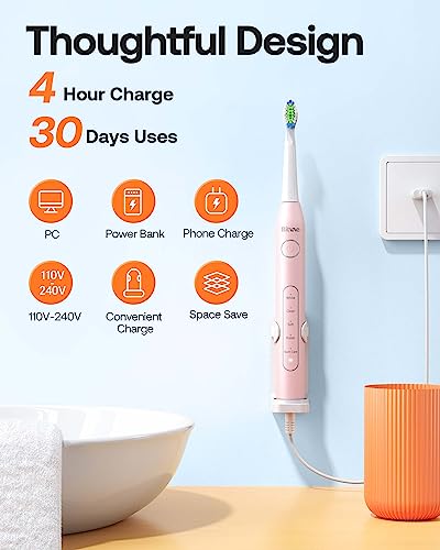 Bitvae Ultrasonic Rechargeable Sonic Toothbrush Pink D2 - Image 5