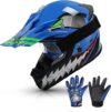 TCMT Blue Kids Full Face Youth Helmet Set