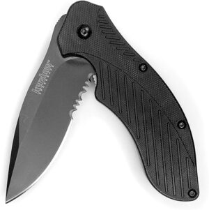 Kershaw Clash Black Serrated Pocketknife, 3″ Blade