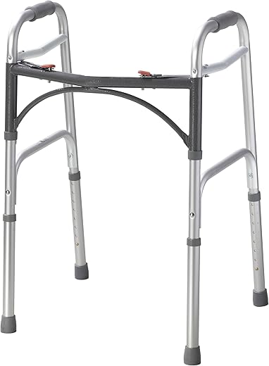 Drive Medical Deluxe 2-Button Folding Walker, Silver