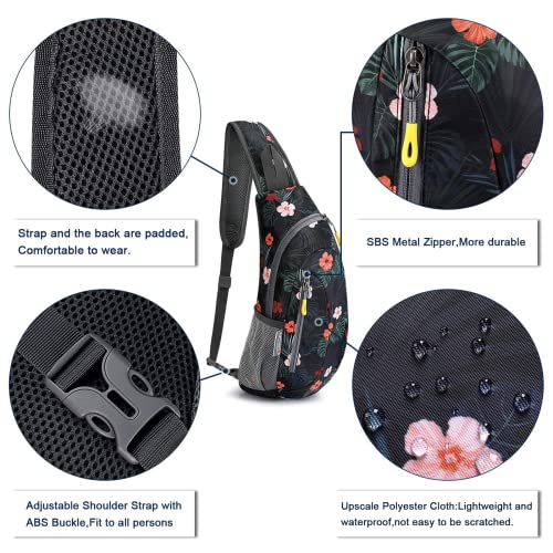 G4Free Sling Bags Shoulder Backpack Crossbody (Flower Black) - Image 4