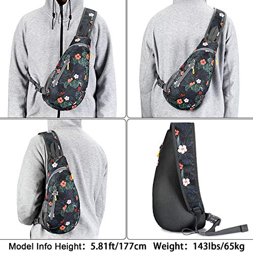 G4Free Sling Bags Shoulder Backpack Crossbody (Flower Black) - Image 2