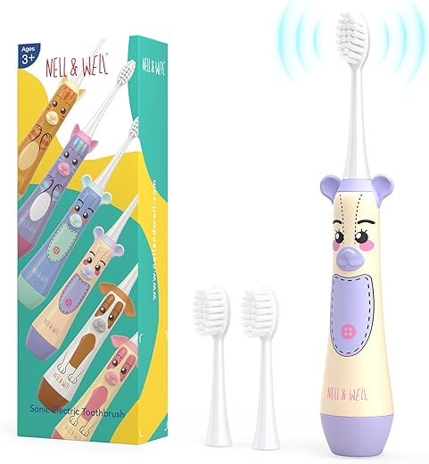 NELL&WELL Kids Electric Toothbrush, 3 Modes, Waterproof