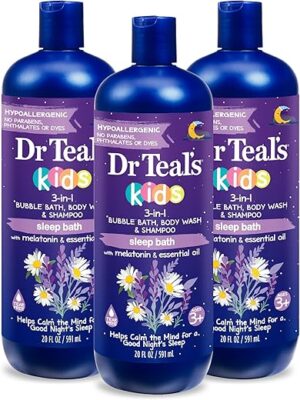 Dr Teal’s Kids Sleep 3-in-1 Bath: Bubble Bath, Body Wash & Shampoo, 20 fl oz (Pack of 3)