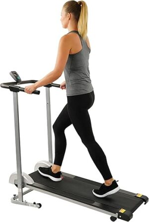 Sunny Health & Fitness Manual Walking Pad Treadmill With Handle