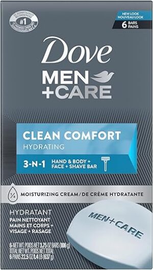 DOVE MEN + CARE Men’s Body And Face Soap Bar, 6-Pack