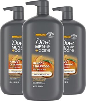 DOVE MEN + CARE Men’s Body And Face Wash, Mango & Cedarwood, 3 Pack