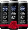 Nivea Men Men’s Deep Active Charcoal Body Wash, 3 Pack