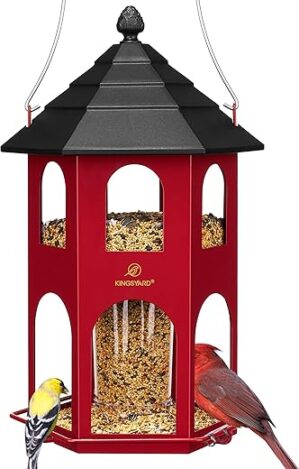 Kingsyard Metal Bird Feeder With Circular Perch