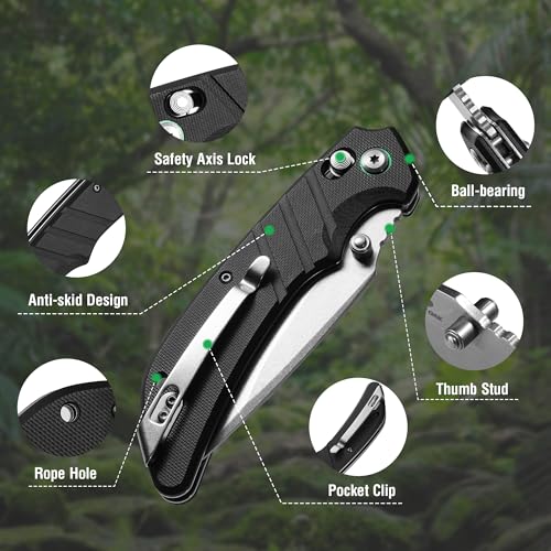 Mossy Oak Folding Pocket Knife, Stonewash Blade, G10 Handle - Image 3