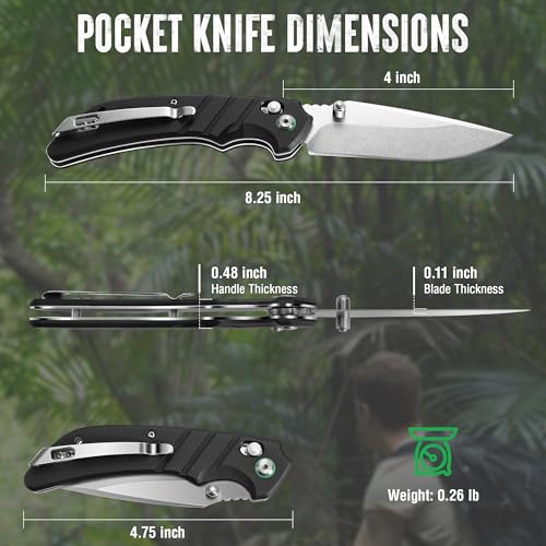 Mossy Oak Folding Pocket Knife, Stonewash Blade, G10 Handle - Image 2