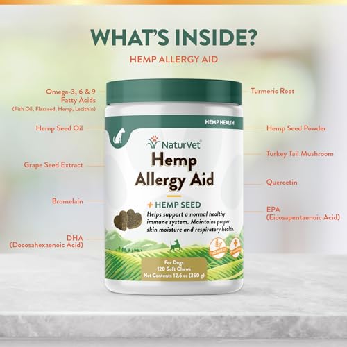 NaturVet Hemp Allergy Aid Supplement For Dogs, 120 Count - Image 5