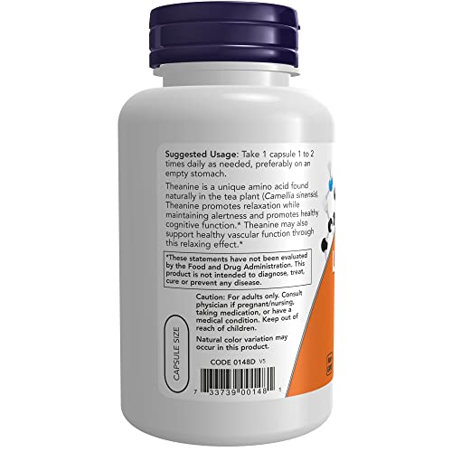 NOW Foods L-Theanine 200 Mg With Inositol Capsules - Image 3