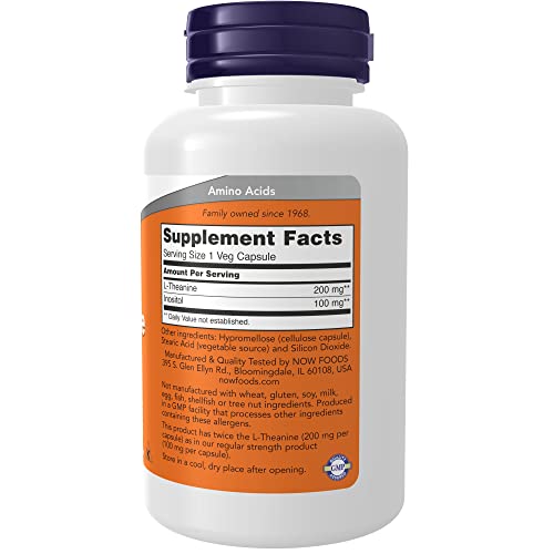 NOW Foods L-Theanine 200 Mg With Inositol Capsules - Image 2