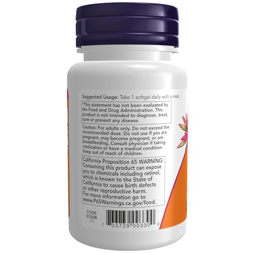 NOW Foods Vitamin A 10,000 IU, Eye Health, 100 Softgels - Image 3