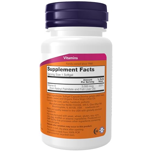 NOW Foods Vitamin A 10,000 IU, Eye Health, 100 Softgels - Image 2