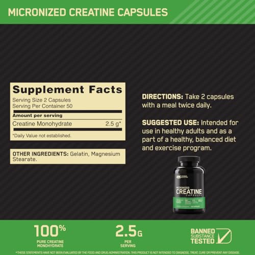 Optimum Nutrition Creatine Monohydrate 100 Capsules + HMB 90 Capsules - Image 2