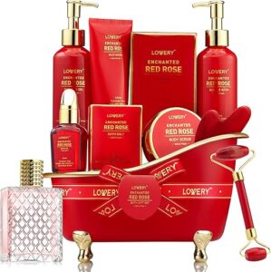 LOVERY Red Rose Spa Gift Basket Set