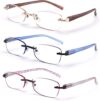 FEIVSN Rimless Lightweight Reading Glasses 3-Pack