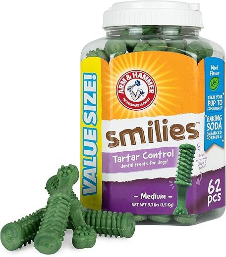 Arm & Hammer Smilies Tartar Control Dental Treats, 62 Pieces