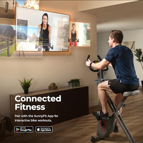 Sunny Health & Fitness Smart Folding X-Bike, Portable Exercise Bike - Image 4