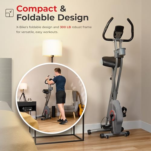 Sunny Health & Fitness Smart Folding X-Bike, Portable Exercise Bike - Image 2