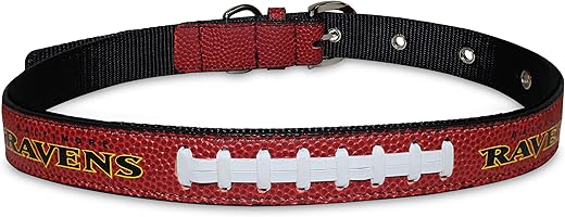 Pets First Tough Leather NFL Ravens Dog Collar