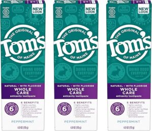 Tom’s of Maine Whole Care Natural Toothpaste, Peppermint, 3-Pack