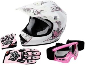 TCMT Youth Pink Butterfly Dirt Bike Helmet Medium