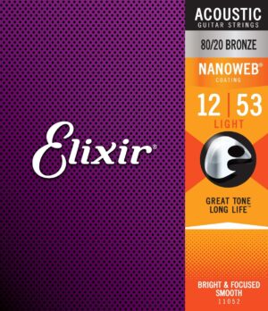 Elixir 12-Sets Nanoweb Light Gauge Acoustic Guitar Strings (# 11052)