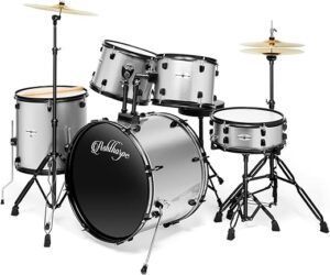 Ashthorpe 5-Piece Full Size Drum Set – Silver