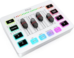 FIFINE Audio Mixer For Gaming And Podcasting – AmpliGame SC3W