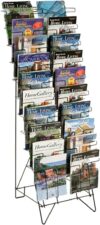 FixtureDisplays FixtureDisplays® 10-Tiered Wire Literature Stand For Floor, 20 Pockets For Magazines, Header – Black 119963