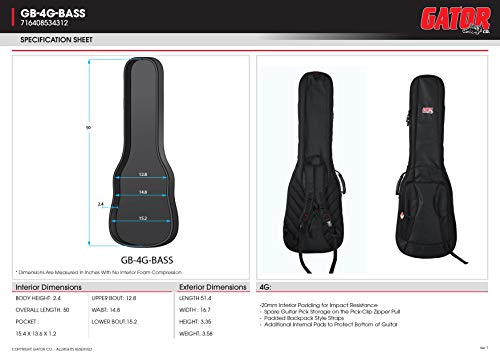 Gator Bass Guitar Gig Bag (GB-4G-BASS) - Image 3