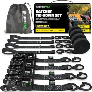 Rhino USA Heavy Duty Ratchet Straps Kit (4-Pack)