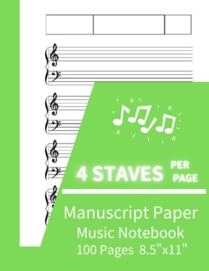 Manuscript Paper Music Notebook With Staves