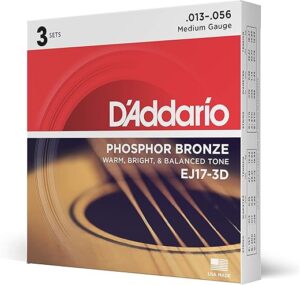 D'Addario Phosphor Bronze Acoustic Guitar Strings EJ17-3D