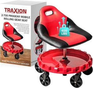 Traxion ProGear Mobile Rolling Gear Seat With Tray