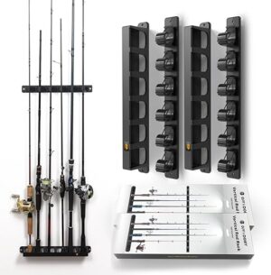 OJYDOIIIY Wall Mount Fishing Rod Holders, Vertical Rack