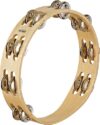 Nino Percussion Wood Tambourine 2 Rows Natural