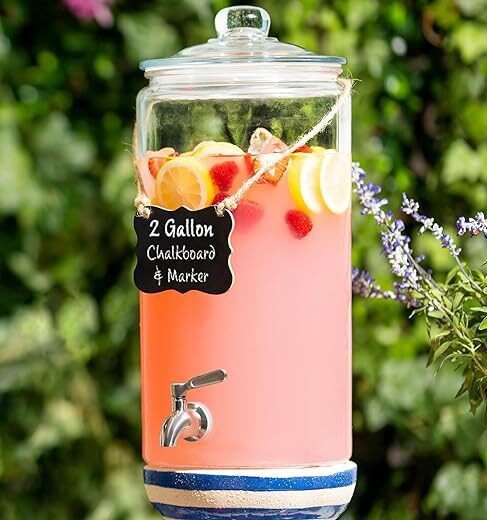 Le’raze 2 Gallon Glass Drink Dispenser