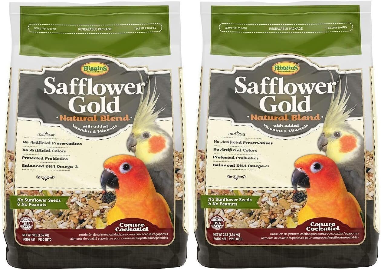 Higgins 2 Pack Safflower Gold Conure Cockatiel Food