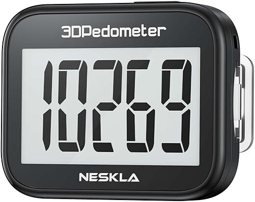 NESKLA 3D Pedometer with Large Display & Clip