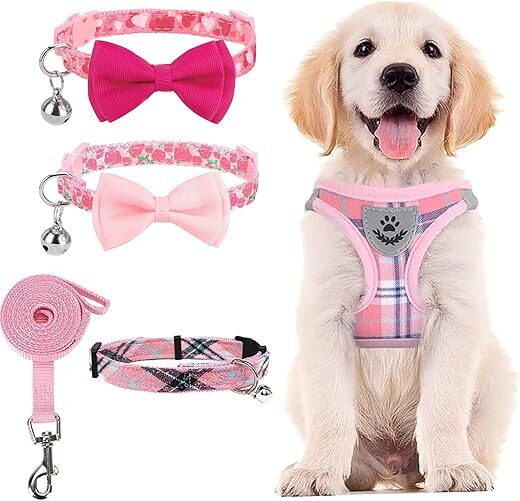 PUPTECK Adjustable Pet Harness Collar Set