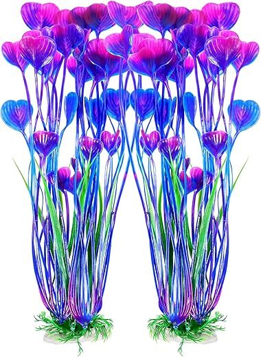 AQUANEAT Artificial Aquarium Plants, 15.5 Inch Purple, 2pcs